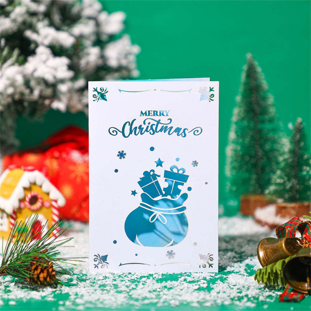 Christmas 3D Pop Up Card Hollow Christmas Greeting Card - mysiliconefoodbag
