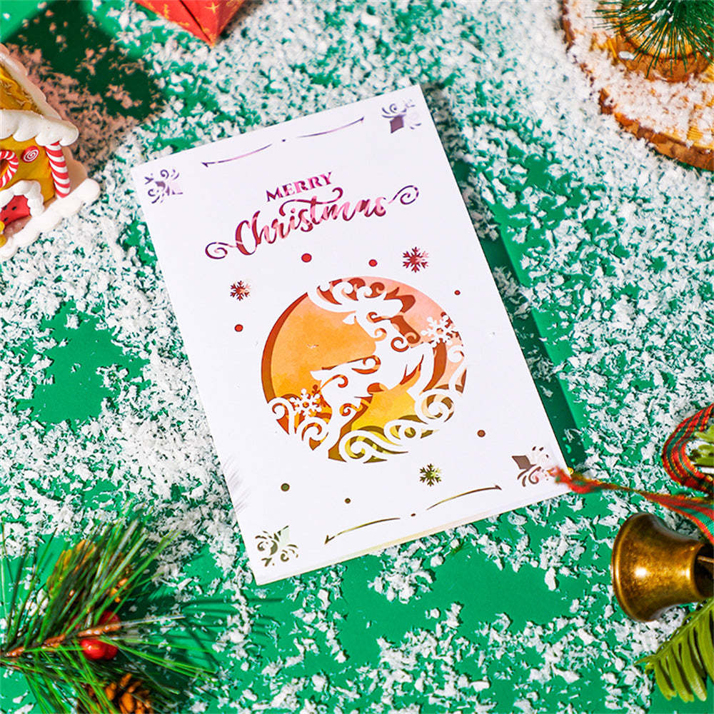 Christmas 3D Pop Up Card Hollow Christmas Greeting Card - mysiliconefoodbag