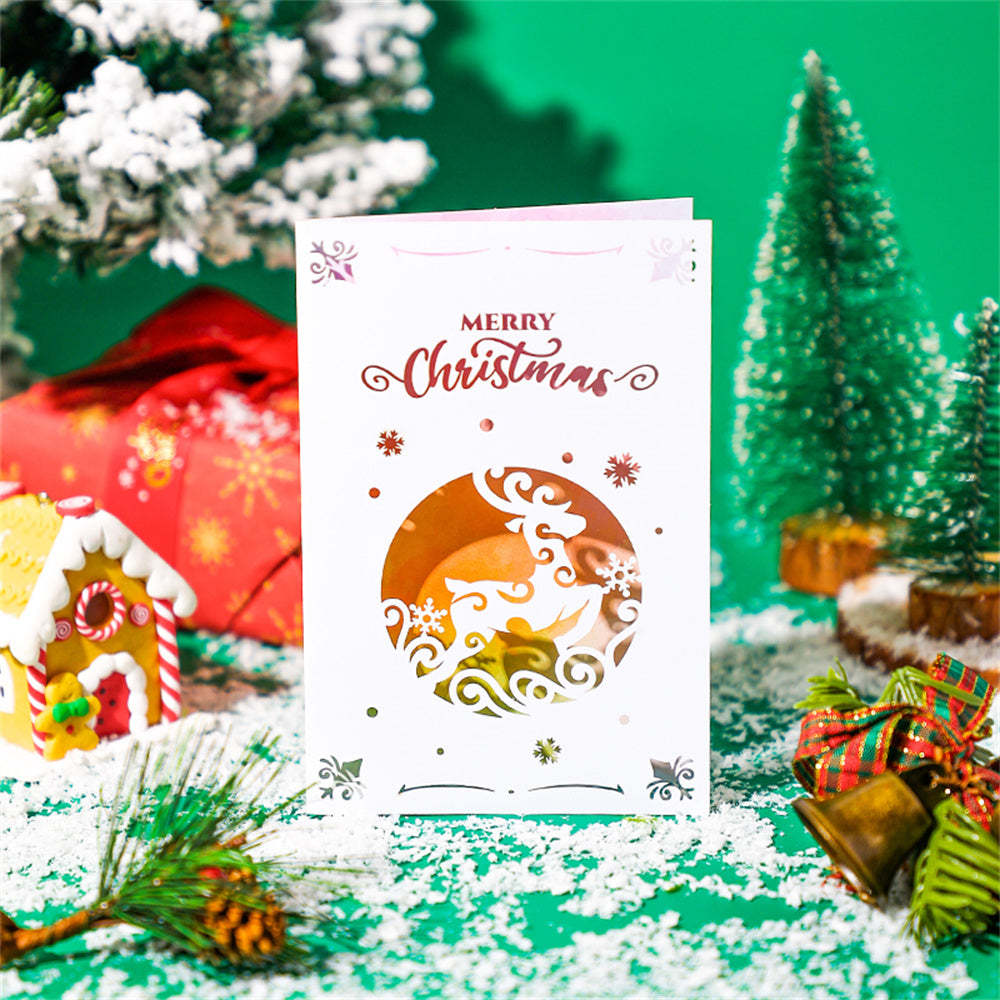 Christmas 3D Pop Up Card Hollow Christmas Greeting Card - mysiliconefoodbag