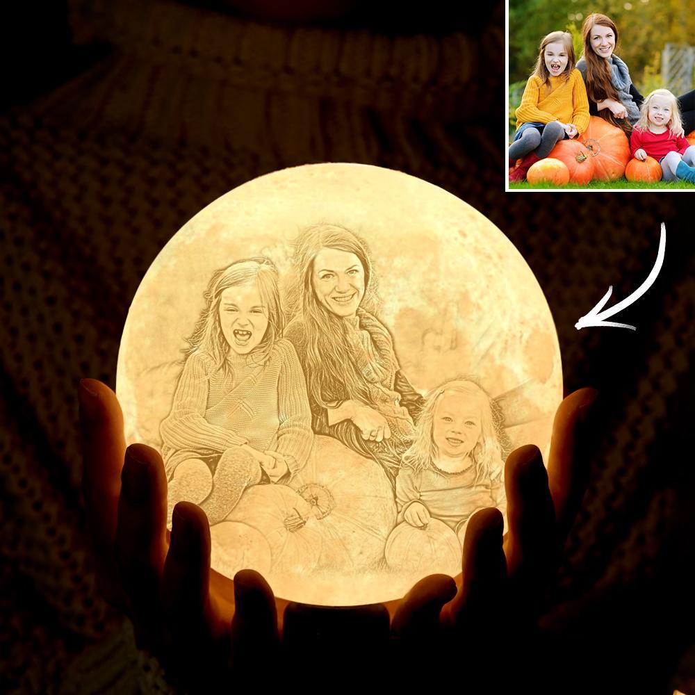 Halloween Decor 2 Colors Custom Photo Lamp 3D Printed Engraved Moon Lamp - mysiliconefoodbag