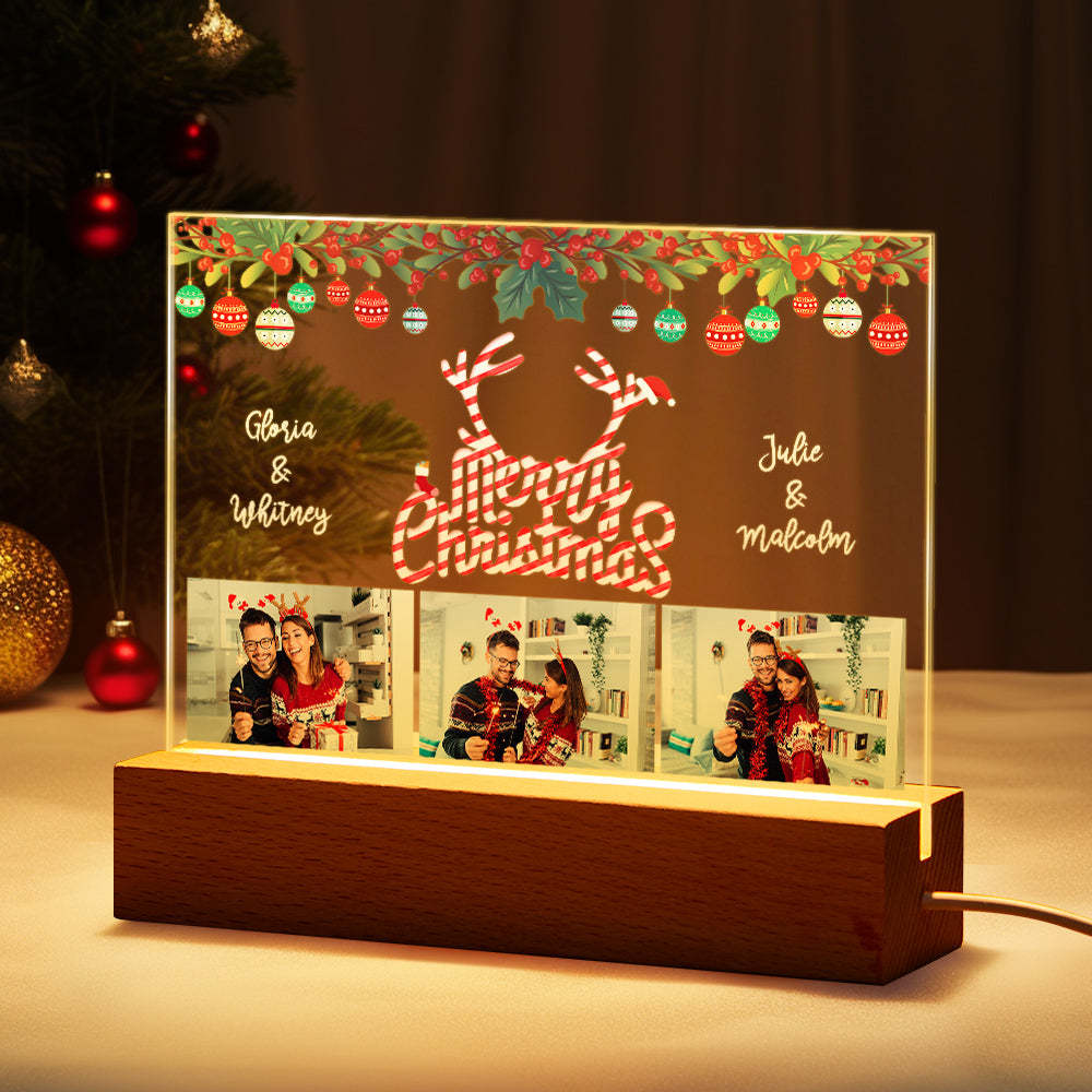 Merry Christmas Lamp Personalized Name Night Light Custom Photo Decorative Ball Couple Gifts - mysiliconefoodbag