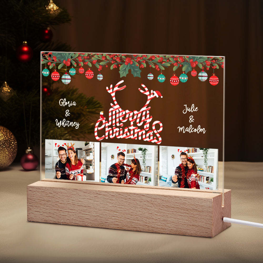 Merry Christmas Lamp Personalized Name Night Light Custom Photo Decorative Ball Couple Gifts - mysiliconefoodbag