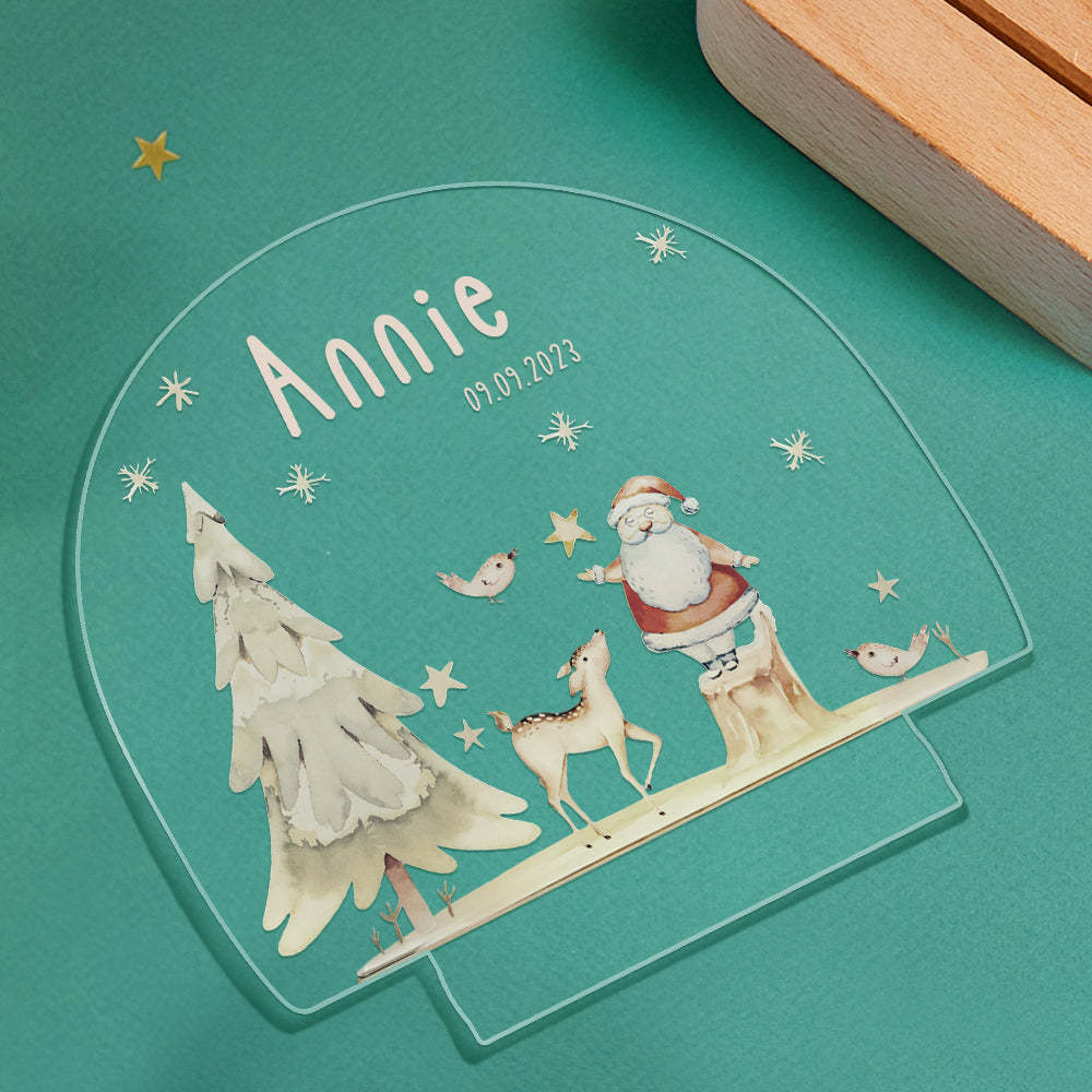 Custom Name Christmas Tree Personalized Santa Elk Baby Night Light Bedroom Christmas Gift - mysiliconefoodbag