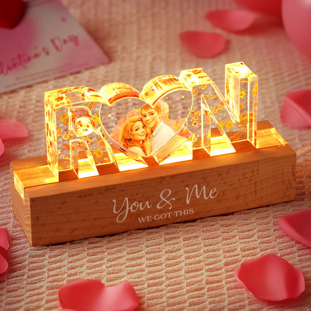 Couples personalized flower night light