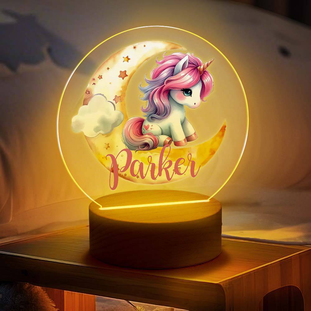 Personalized Unicorn Moon LED Night Light with Name Lamp Decor Birthday Gift for Girls - mysiliconefoodbag