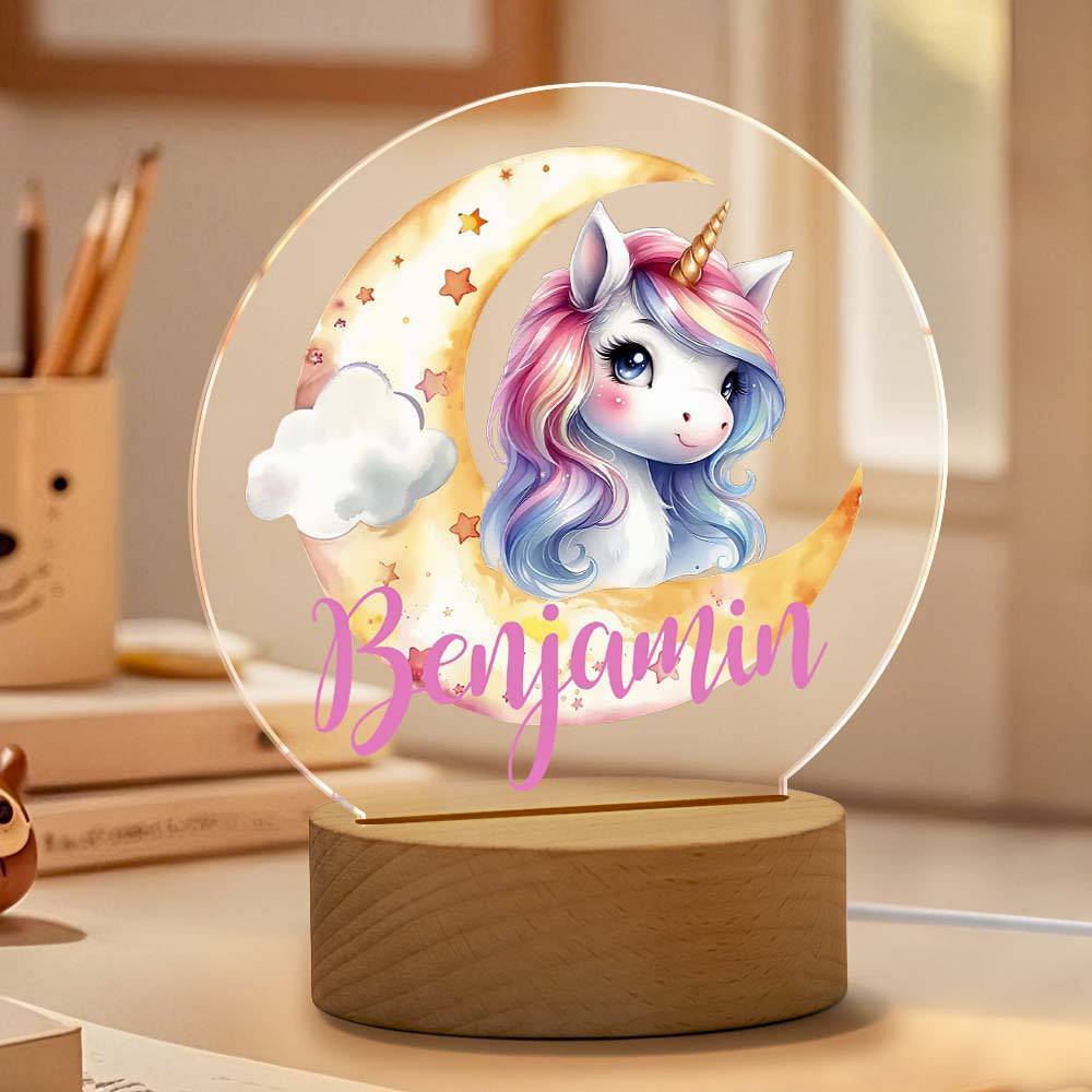 Personalized Unicorn Moon LED Night Light with Name Lamp Decor Birthday Gift for Girls - mysiliconefoodbag