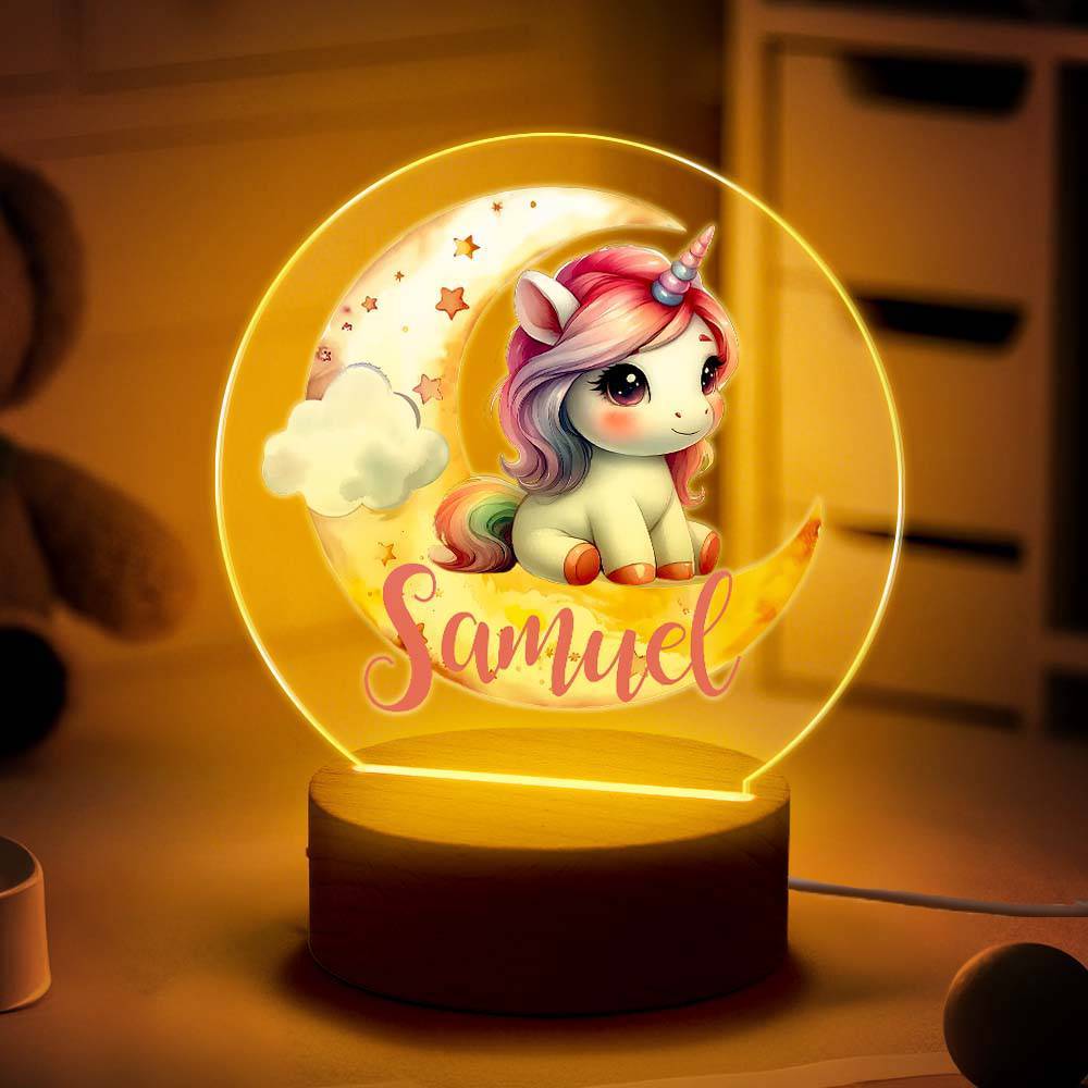 Personalized Unicorn Moon LED Night Light with Name Lamp Decor Birthday Gift for Girls - mysiliconefoodbag
