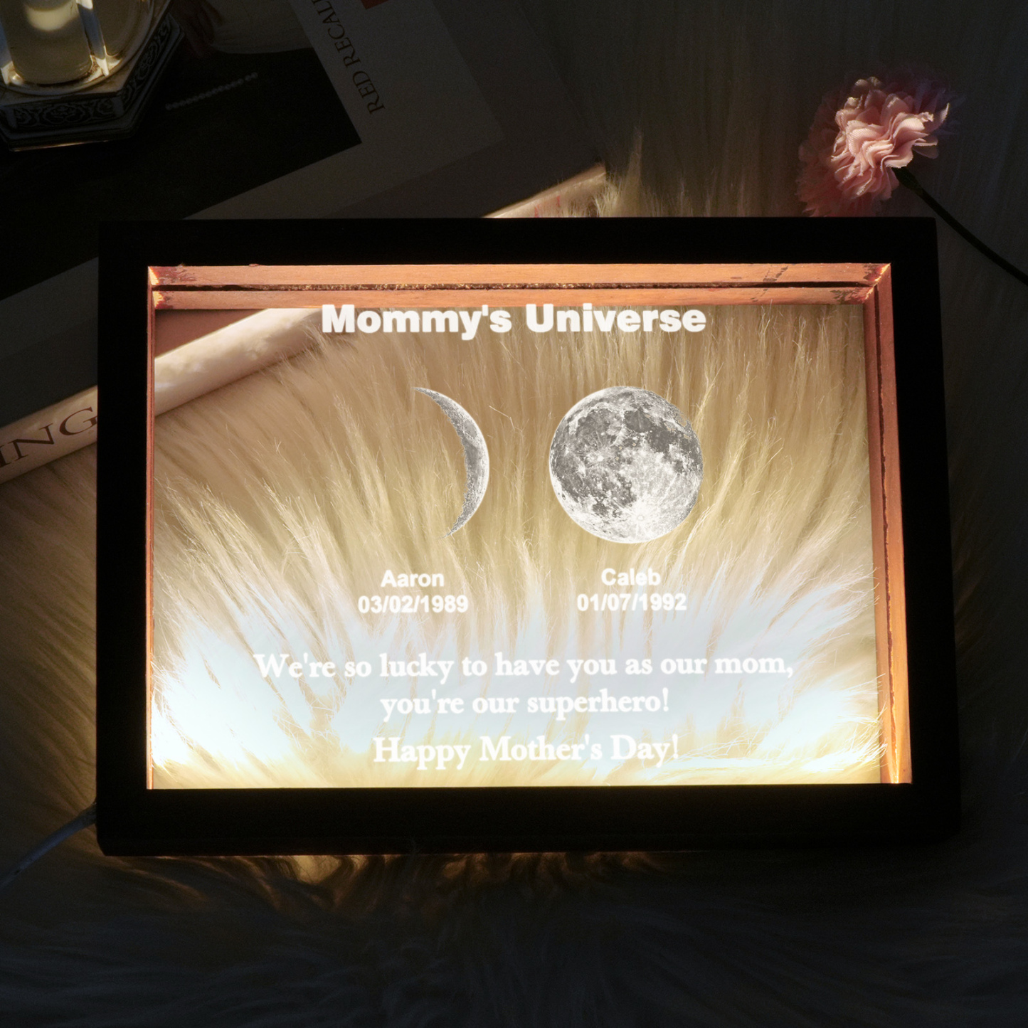 Custom Moon Phase night light Personalizd Birth Date Mother's day Gift for Mom