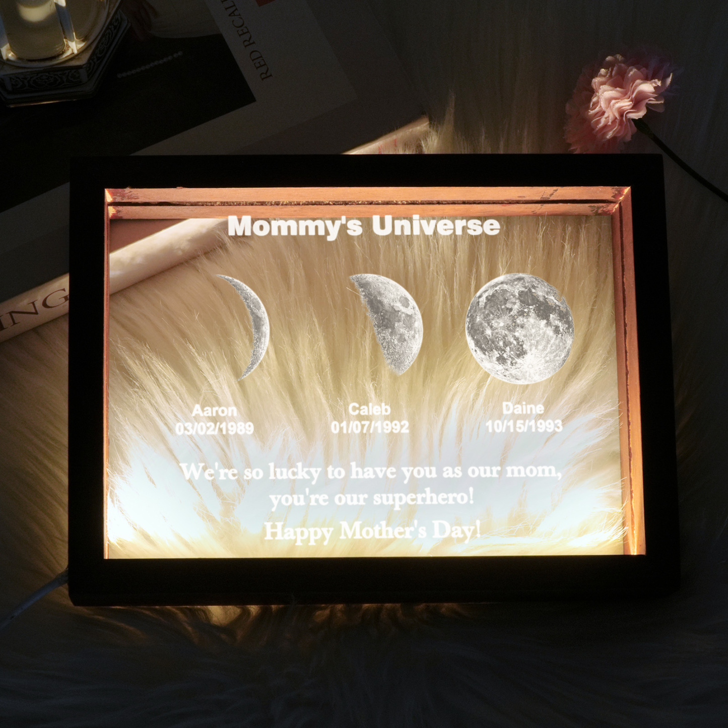 Custom Moon Phase night light Personalizd Birth Date Mother's day Gift for Mom