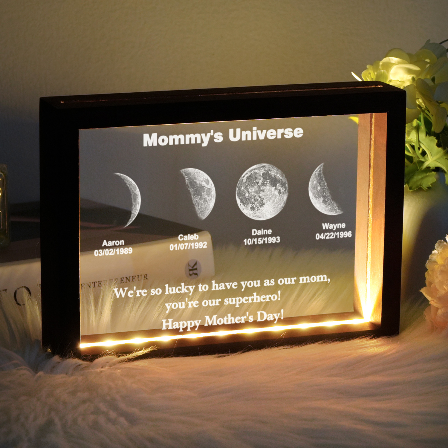 Custom Moon Phase night light Personalizd Birth Date Mother's day Gift for Mom