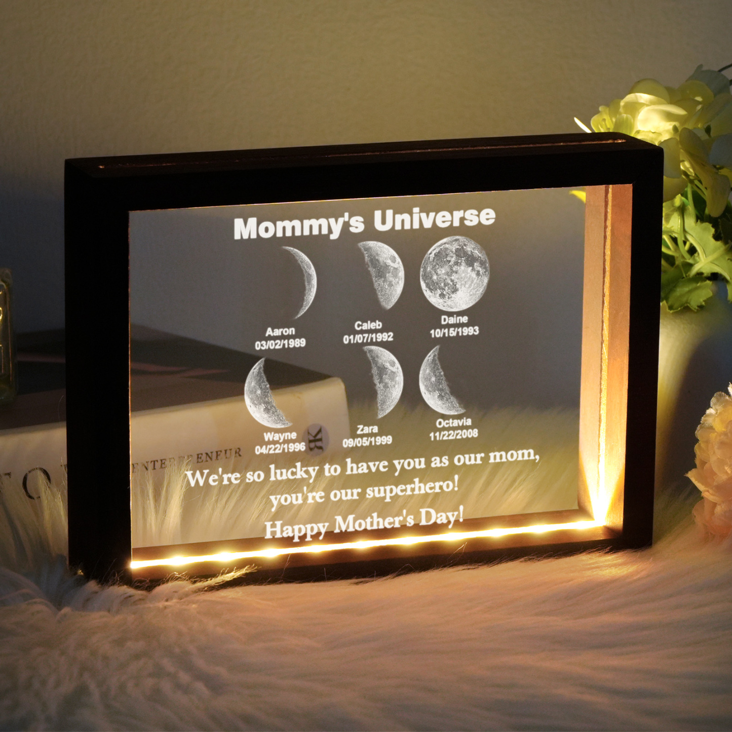 Custom Moon Phase night light Personalizd Birth Date Mother's day Gift for Mom