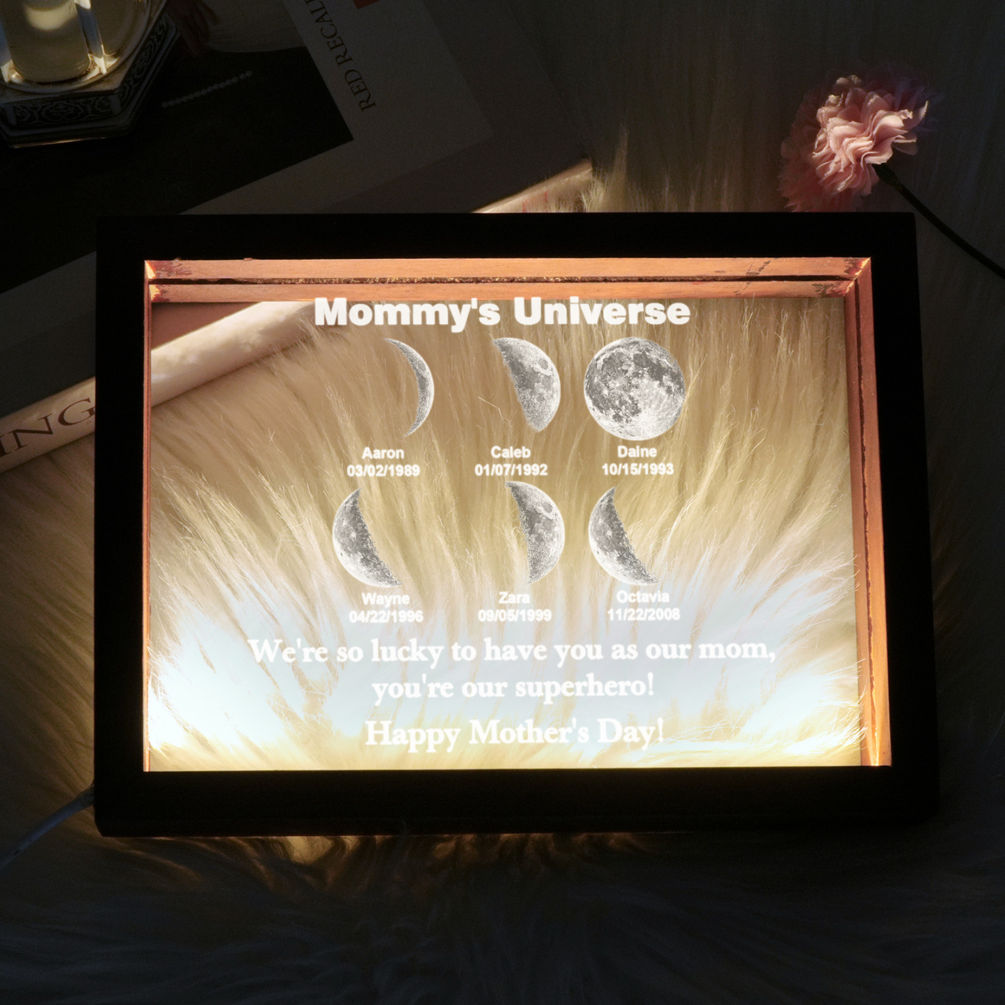 Custom Moon Phase night light Personalizd Birth Date Mother's day Gift for Mom