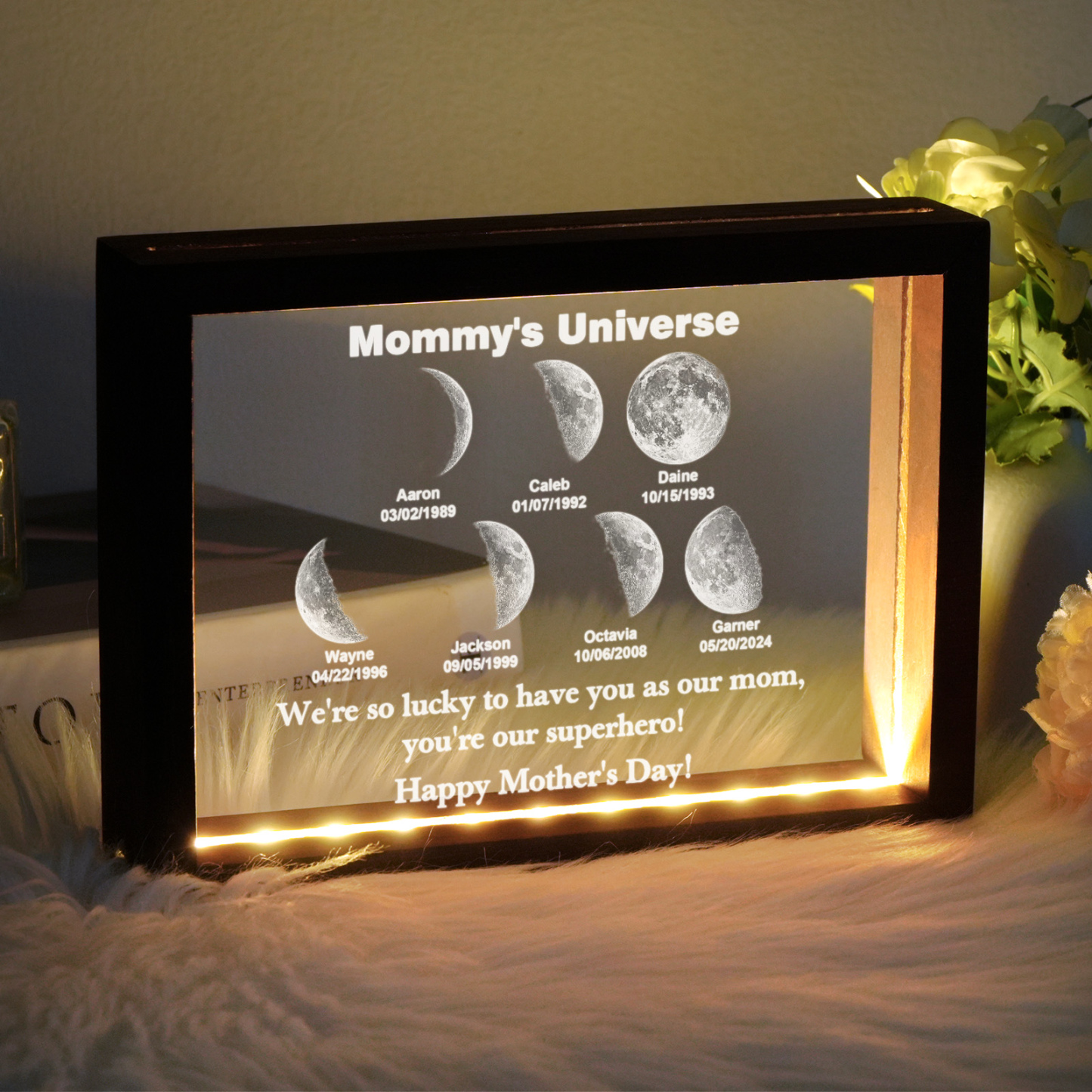 Custom Moon Phase night light Personalizd Birth Date Mother's day Gift for Mom