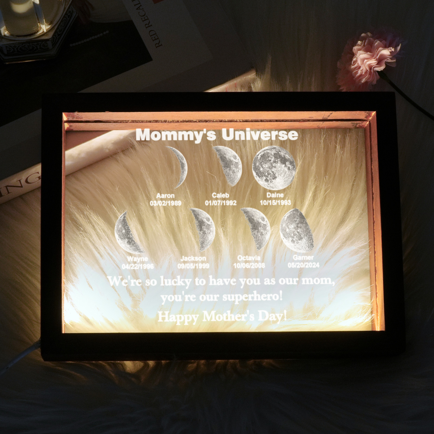 Custom Moon Phase night light Personalizd Birth Date Mother's day Gift for Mom