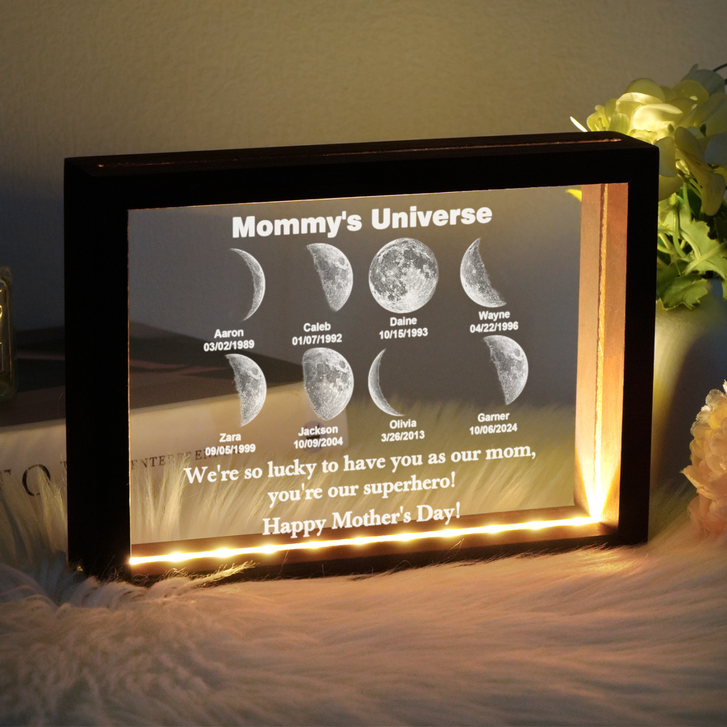 Custom Moon Phase night light Personalizd Birth Date Mother's day Gift for Mom