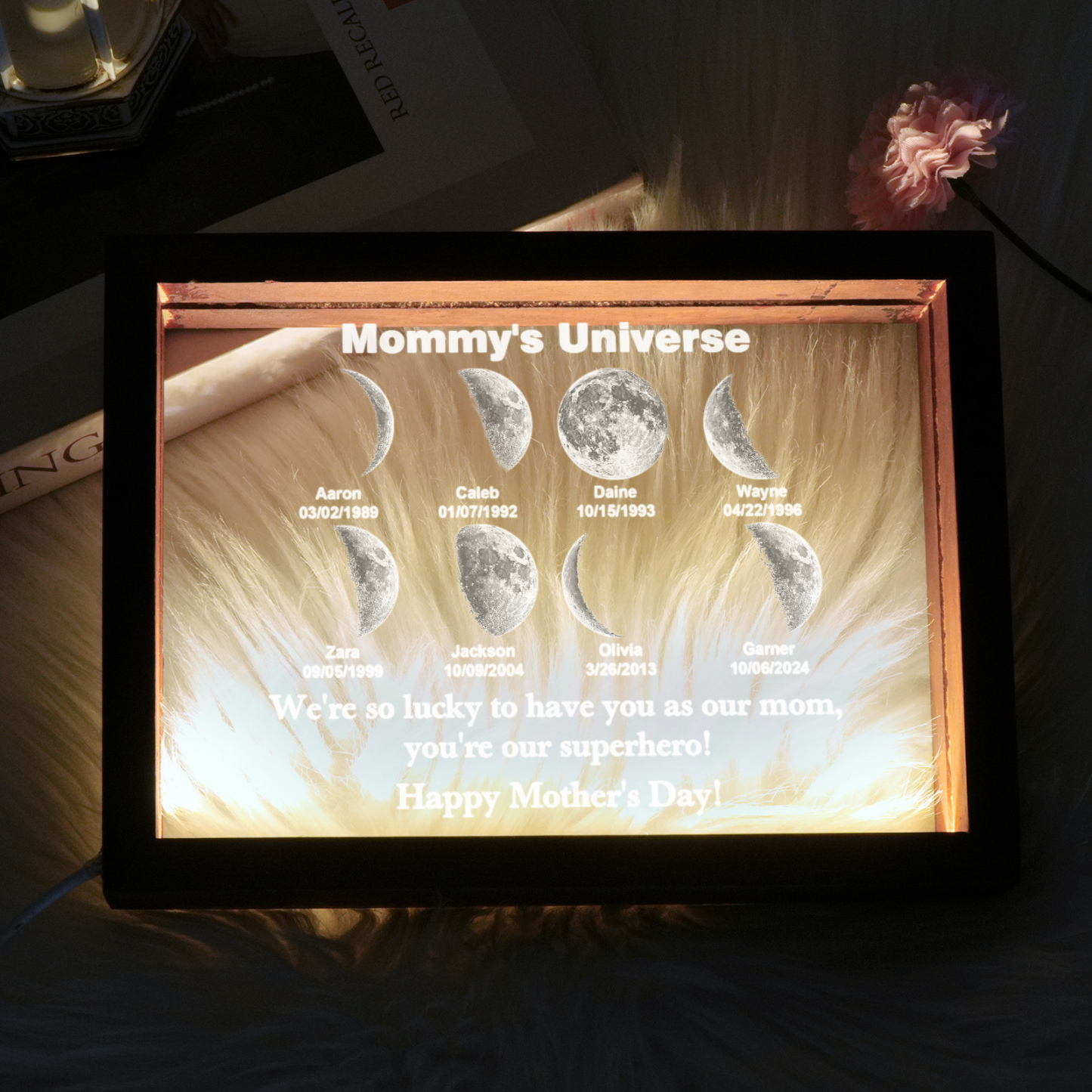 Custom Moon Phase night light Personalizd Birth Date Mother's day Gift for Mom