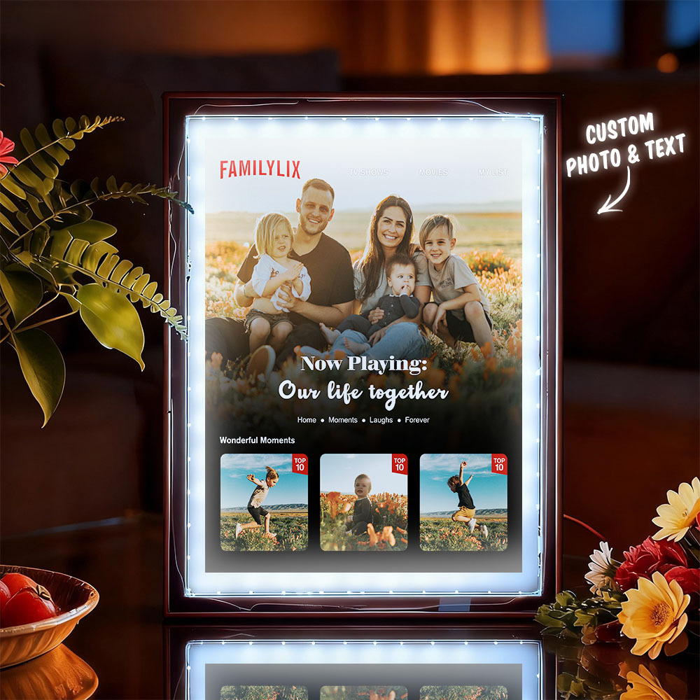 Personalized Photo Movie Theme Romantic LED Mirror Light-Beautiful Memories Playing