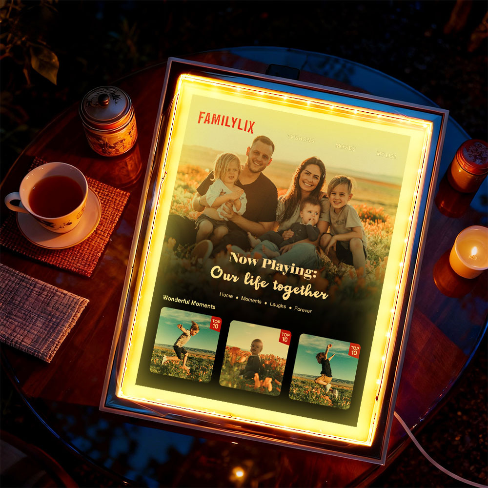 Personalized Photo Movie Theme Romantic LED Mirror Light-Beautiful Memories Playing