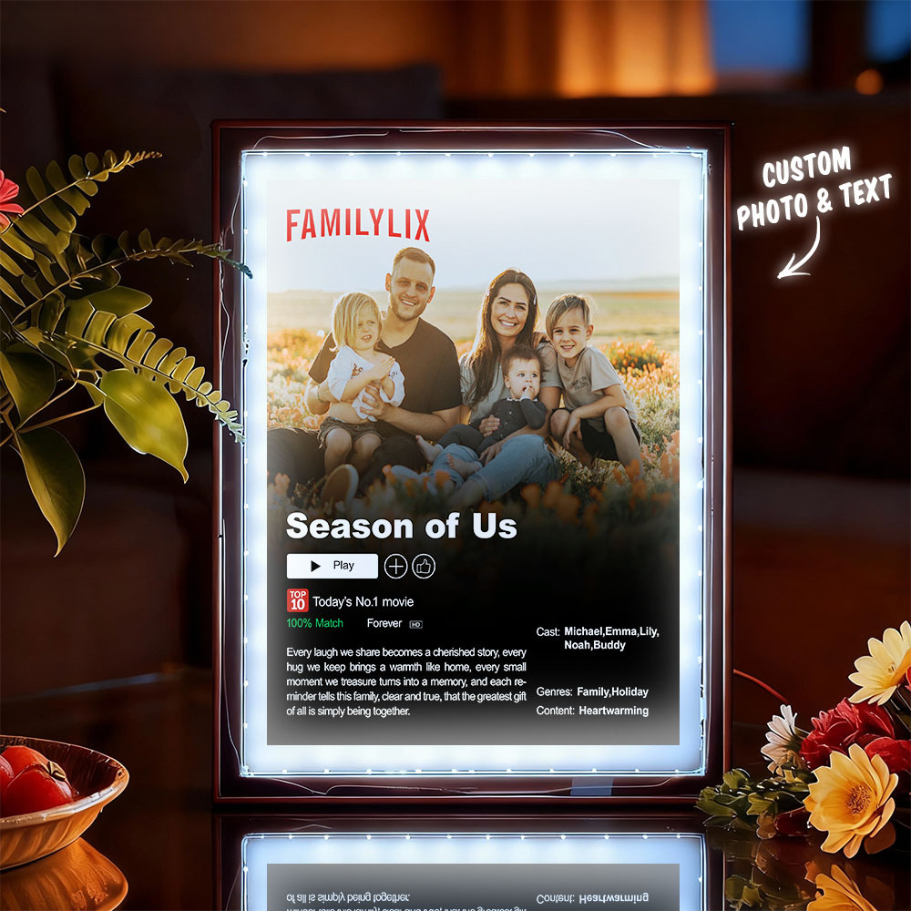 Personalized Photo Movie Theme Romantic LED Mirror Light-Beautiful Memories Playing