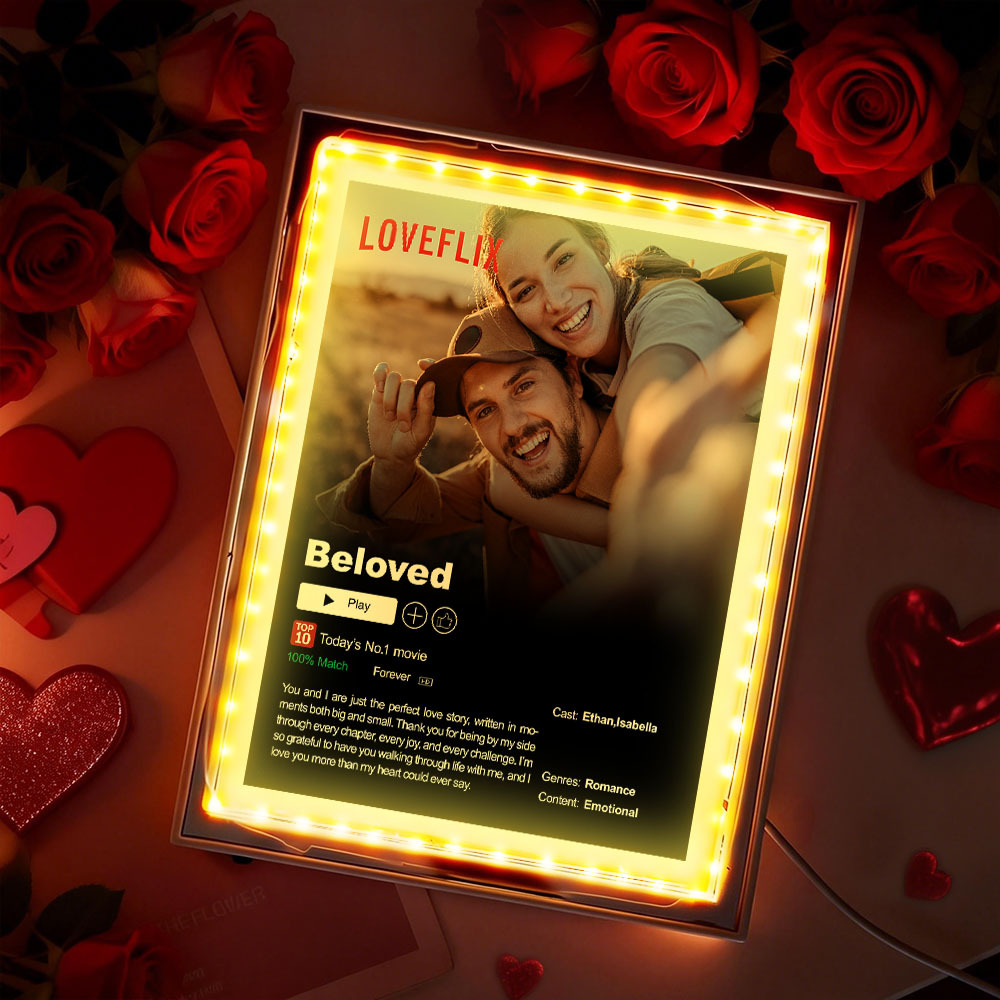 Personalized Photo Movie Theme Romantic LED Mirror Light-Beautiful Memories Playing