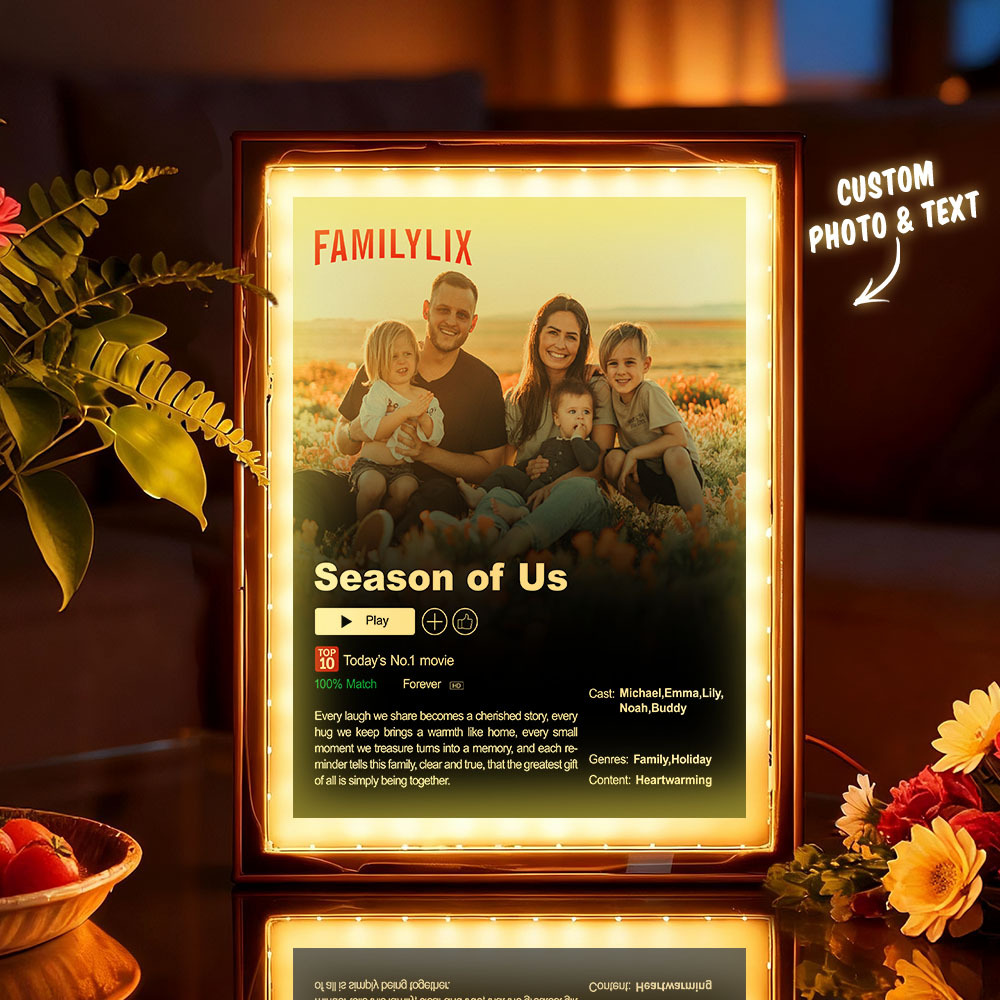 Personalized Photo Movie Theme Romantic LED Mirror Light-Beautiful Memories Playing