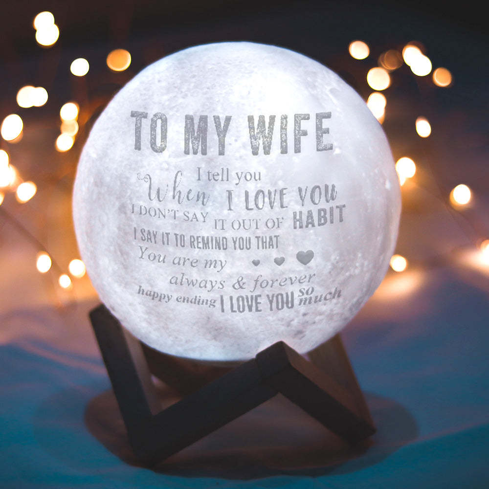 Customised Moon Lamp with Touch Control To My Wife Anniversary Gift For Wife - mysiliconefoodbag
