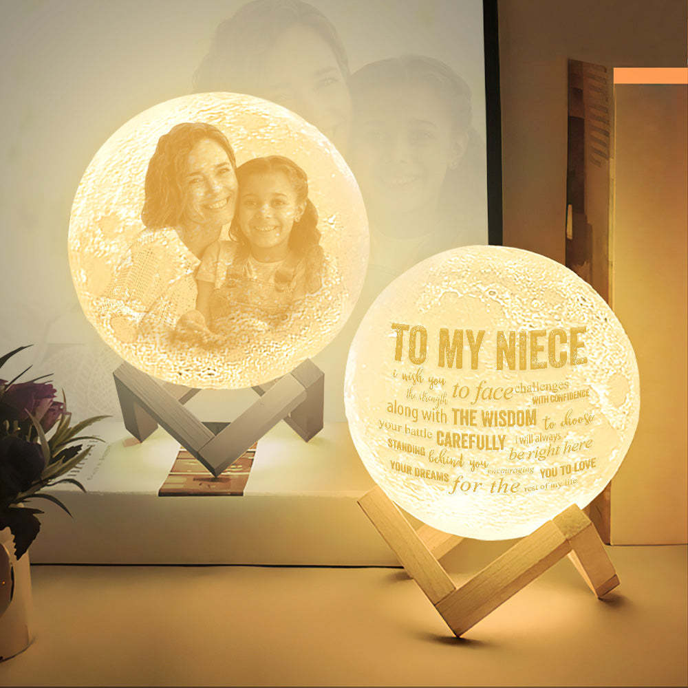 Custom Photo Moon Night Light Birthday gift To My Niece Gift From Aunt - mysiliconefoodbag
