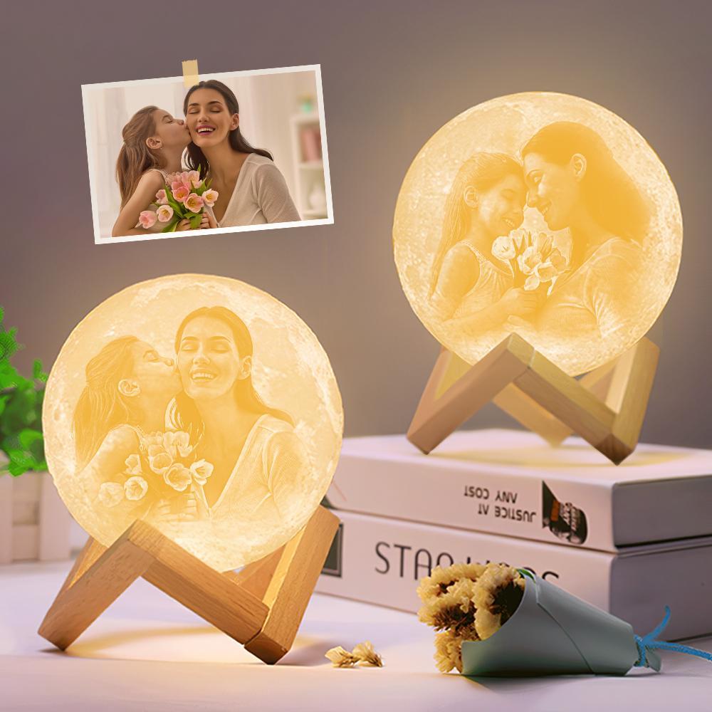 for Mom Custom 3D Printing Photo Moon Lamp Magic Lunar With Double-Sided Photo (10cm-15cm) - mysiliconefoodbag