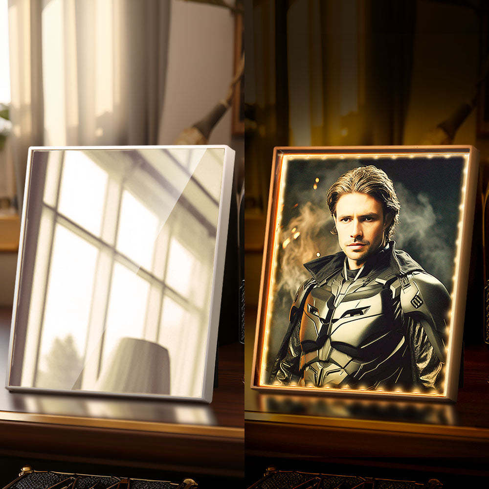 Custom Face Batman Personalized Photo Portrait Mirror Light Gifts for Kids - mysiliconefoodbag