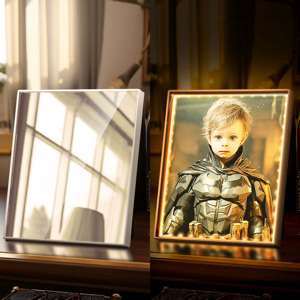 Custom Face Batman Personalized Photo Portrait Mirror Light Gifts for Kids - mysiliconefoodbag