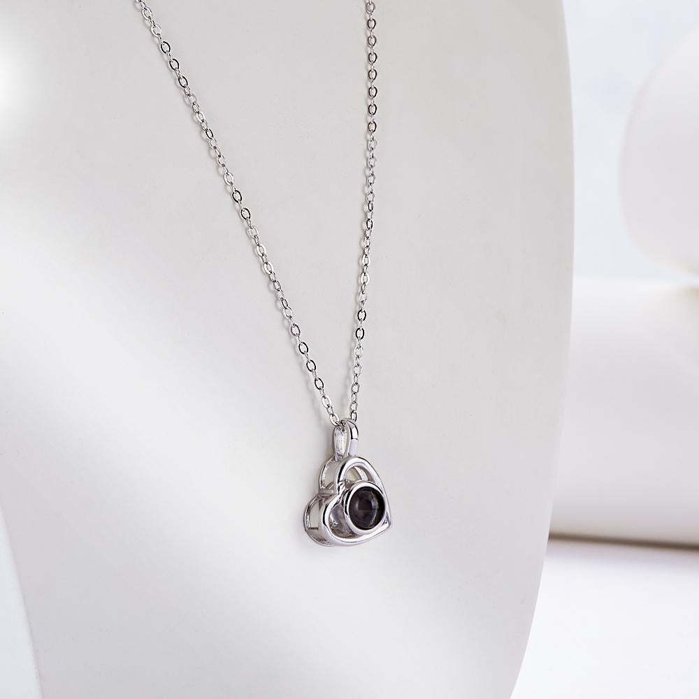 Custom Photo Necklace Projection Heart-shaped Hollow Couple Theme Gifts - MyFaceTshirt