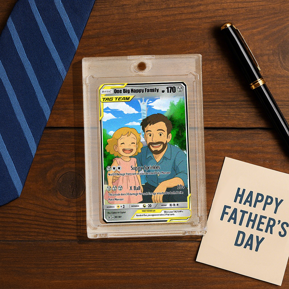 SALE! Custom POKE Tag Team Card Portrait - Personalized Anime Poster - Fathers Day Gift- Funny Cartoon K5