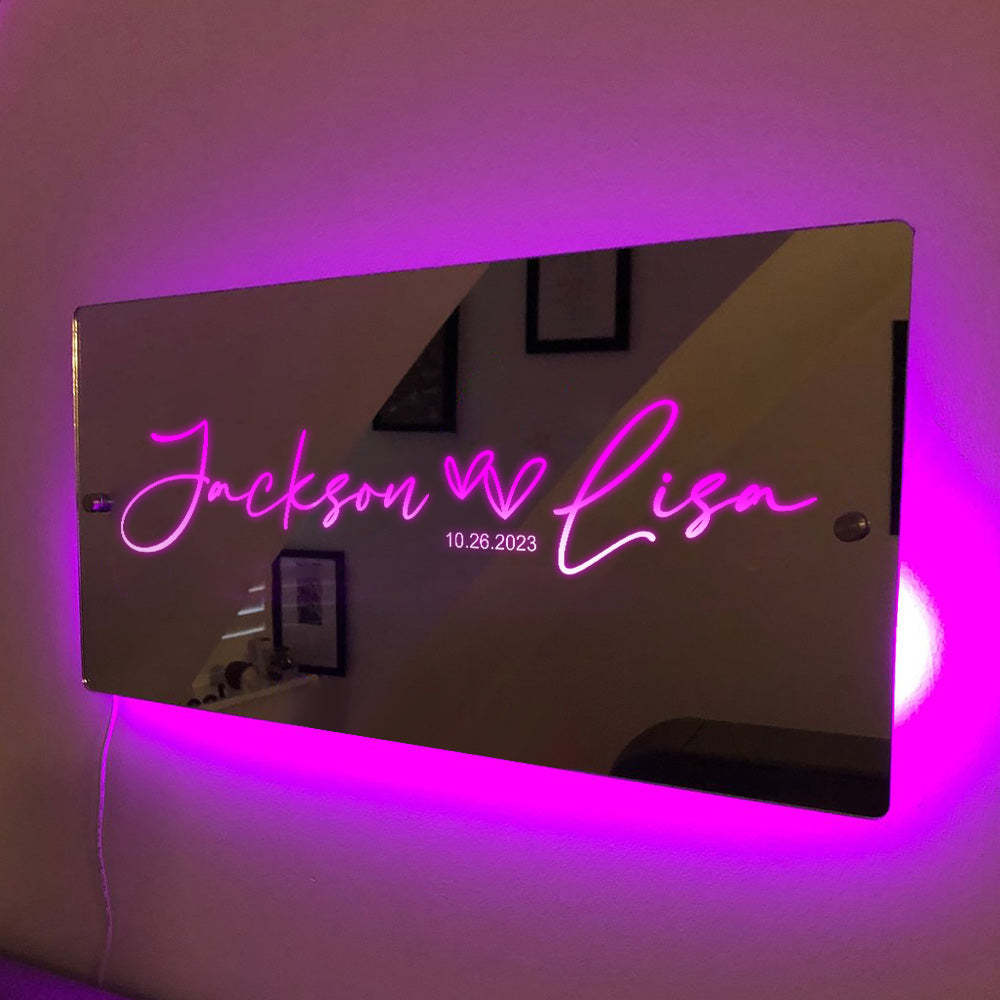 Personalized Couple Name Mirror Light Marquee Christmas Gift - photomoonlamp