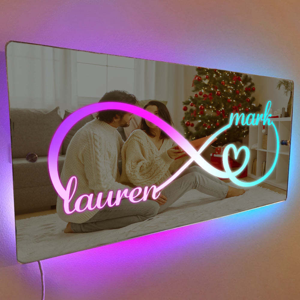 Custom Name Mirror Light Personalized Couple Christmas Gift - photomoonlamp