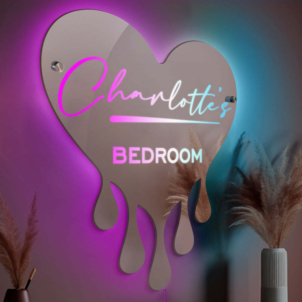 Personalized Melting Heart Name Mirror Light Couple Christmas Gift - photomoonlamp