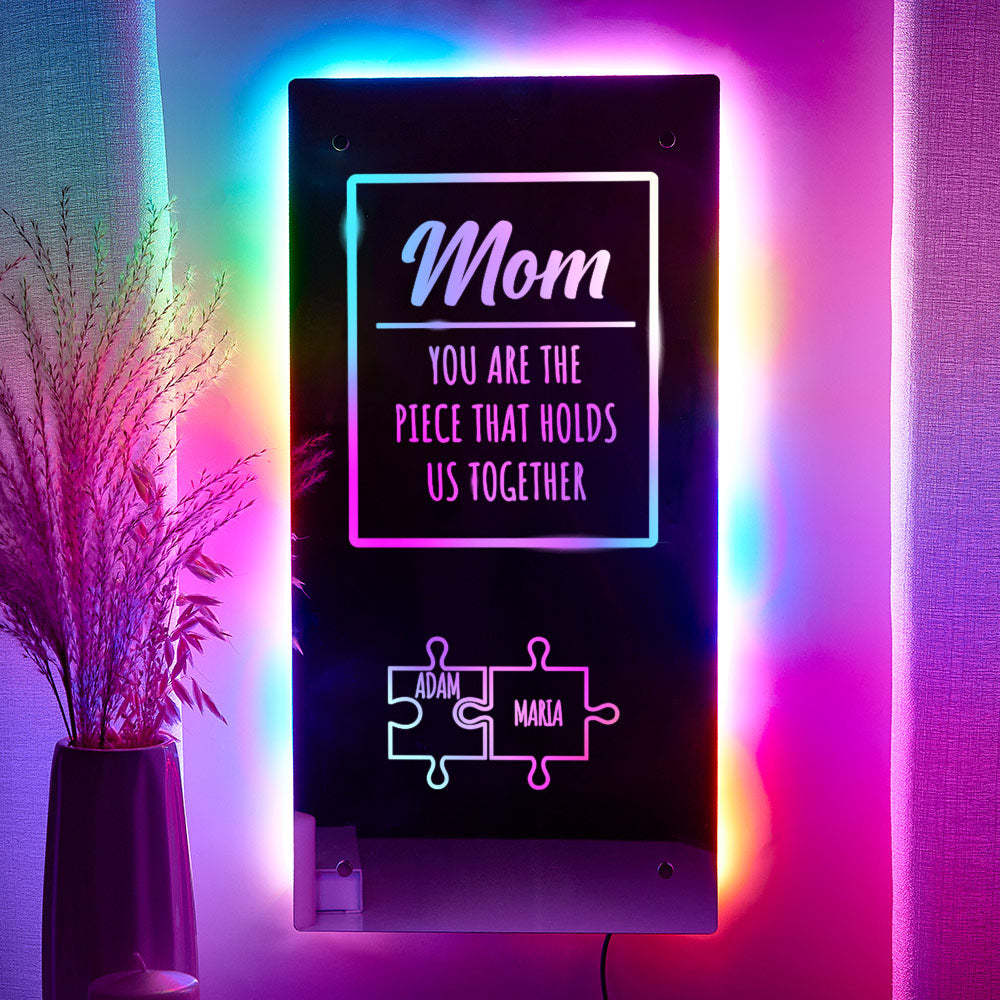 Personalized Name Mirror Light Mom Puzzle Family Gift - Get Photo Blanket