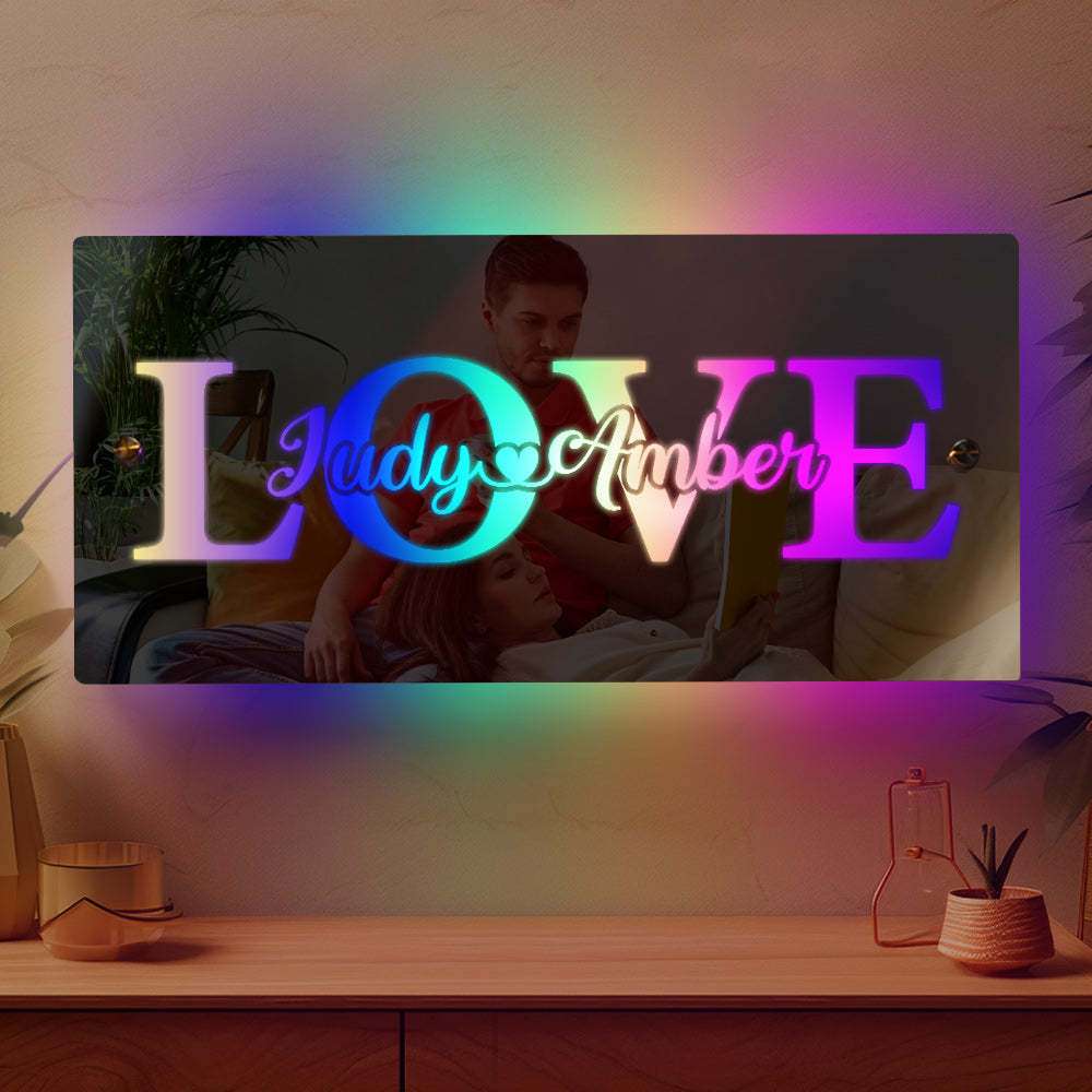 Custom Name Mirror Light Custom Light Love Gift for Couple - Get Photo Blanket