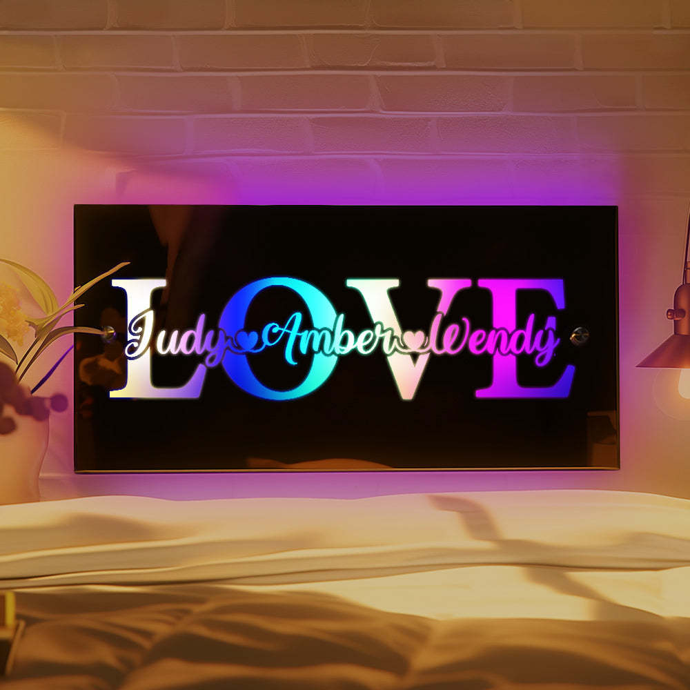 Custom Name Mirror Light Custom Light Love Gift for Couple - Get Photo Blanket