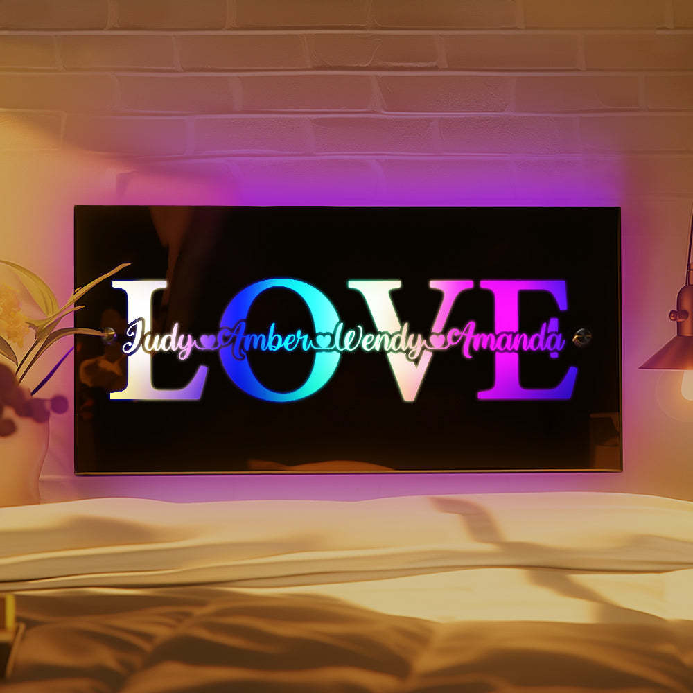 Custom Name Mirror Light Custom Light Love Gift for Couple - Get Photo Blanket