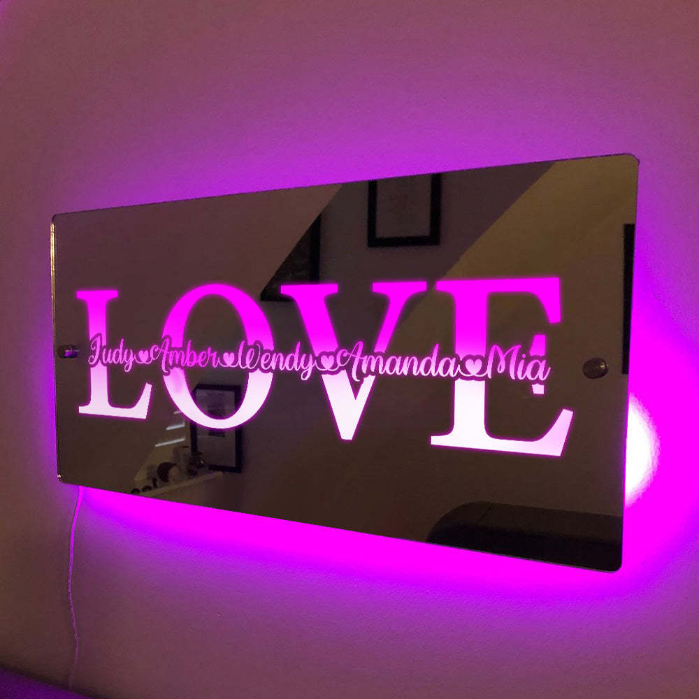 Custom Name Mirror Light Custom Light Love Gift for Couple - Get Photo Blanket