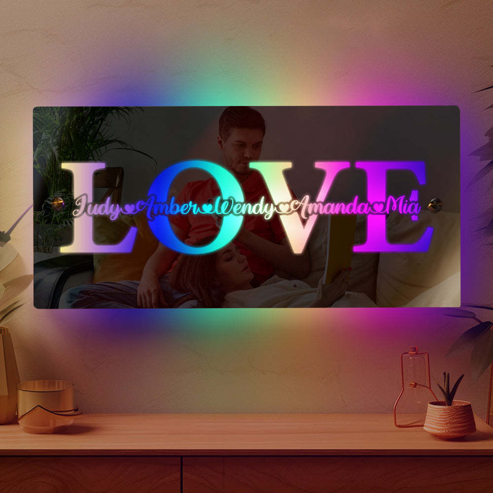 Custom Name Mirror Light Custom Light Love Gift for Couple - Get Photo Blanket