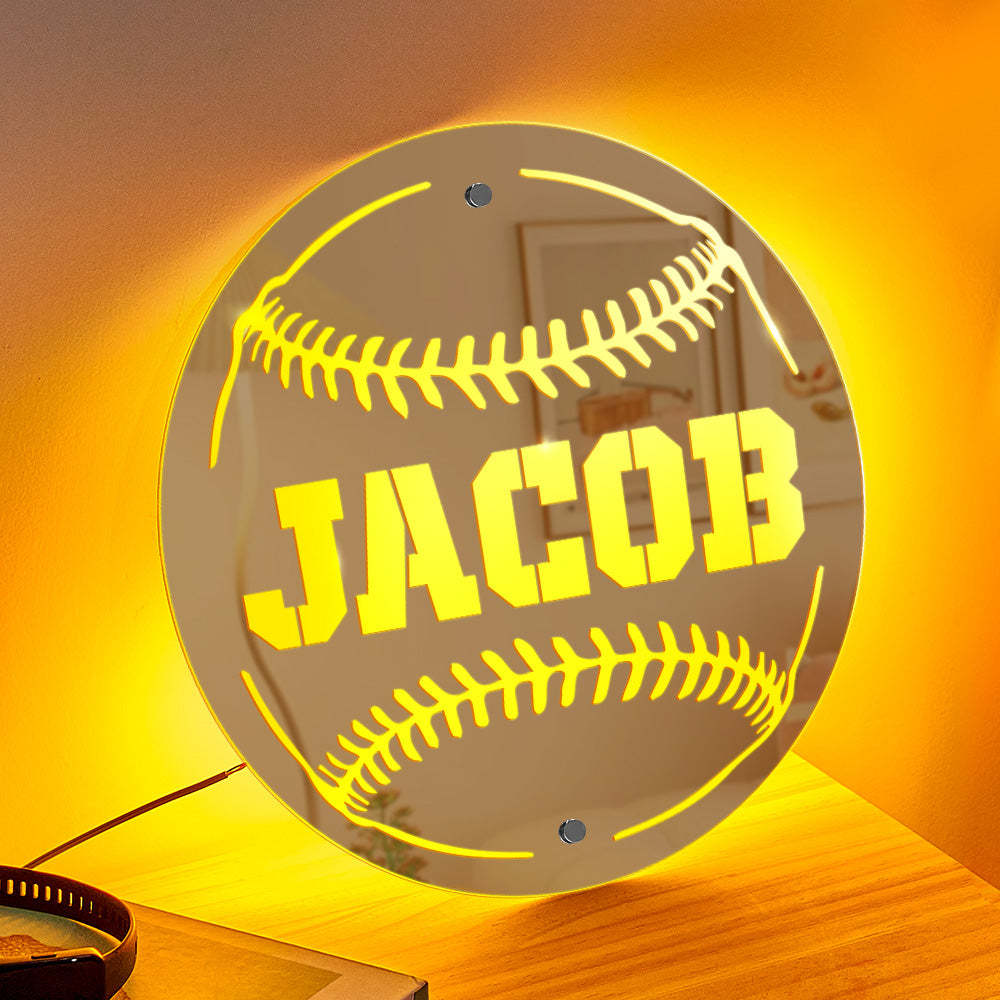 Personalized Name Baseball Mirror Light Gift for Boyfriend - Get Photo Blanket