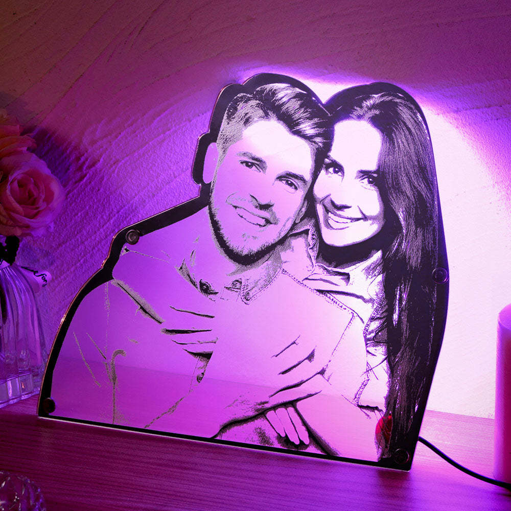 Personalized Portrait Mirror Light Wall Decor Gift - mysiliconefoodbag