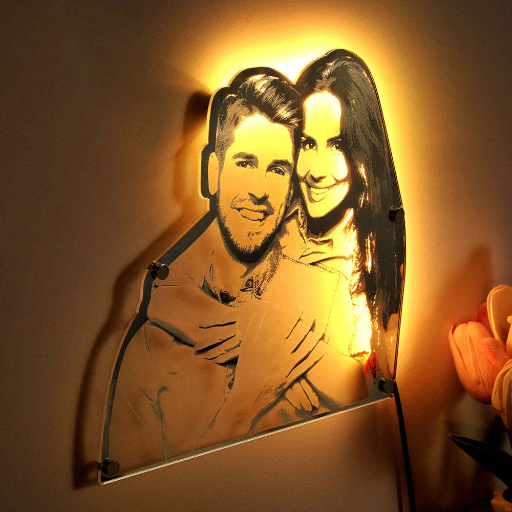 Personalized Portrait Mirror Light Wall Decor Gift - mysiliconefoodbag