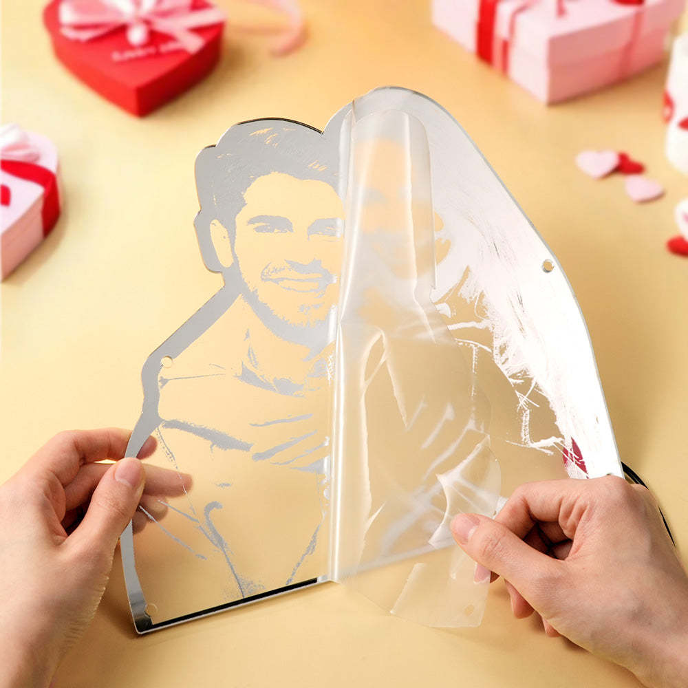 Personalized Portrait Mirror Light Wall Decor Gift - mysiliconefoodbag