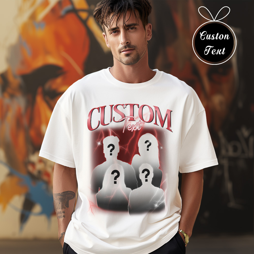 Custom Text Vintage T-shirt Personlised Funny Question Mark T-shirt