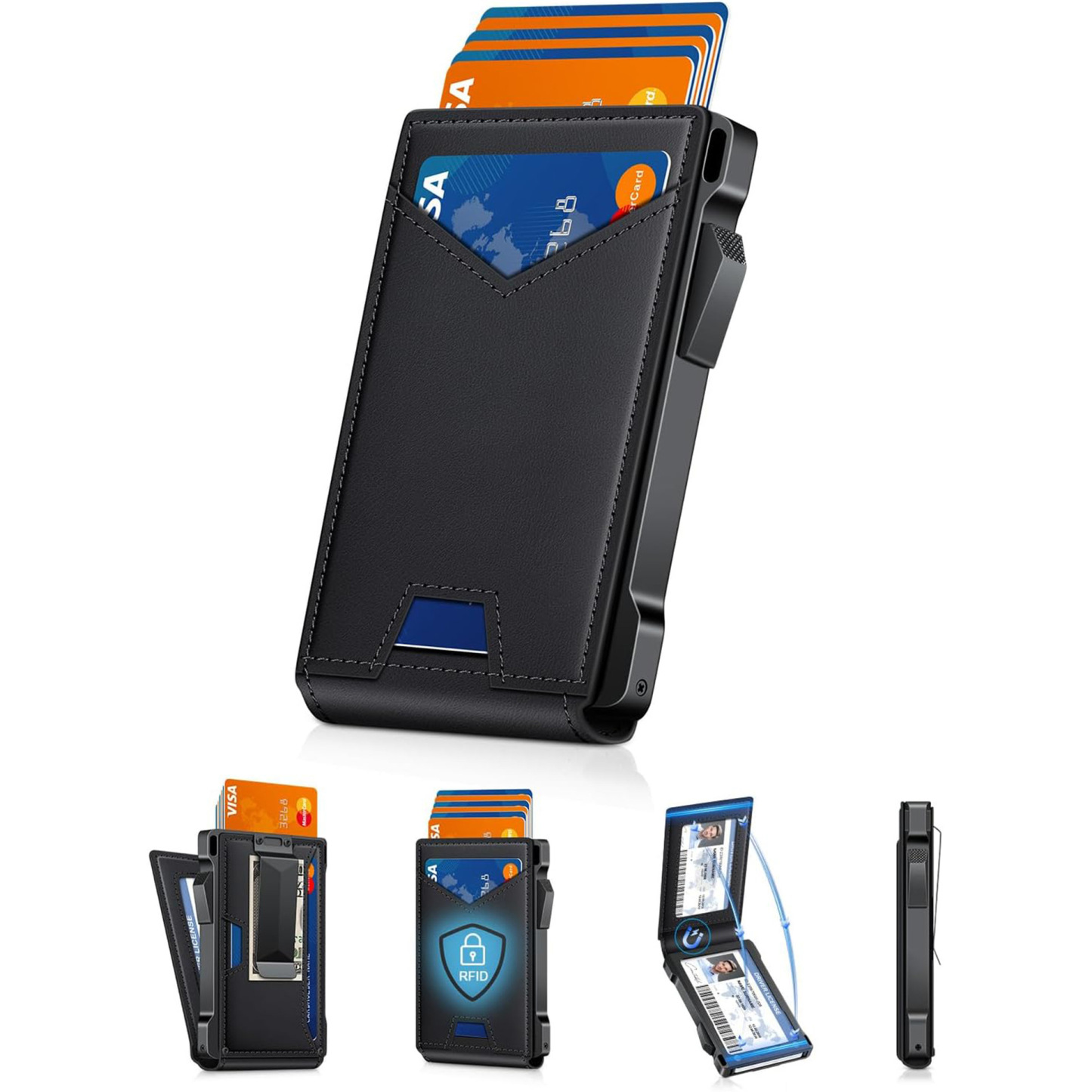 Men’s Foldable Wallet with Bifold Pop - Up ID Window RFID-Blocking Tec