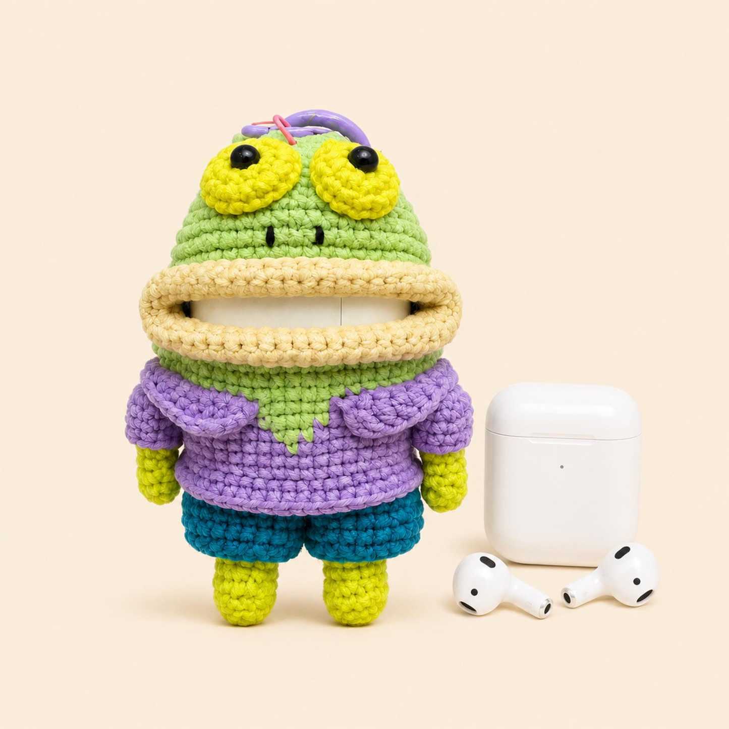 Crochet Big Mouth Pouch AirPods Case Car Key Holder Bag Charm