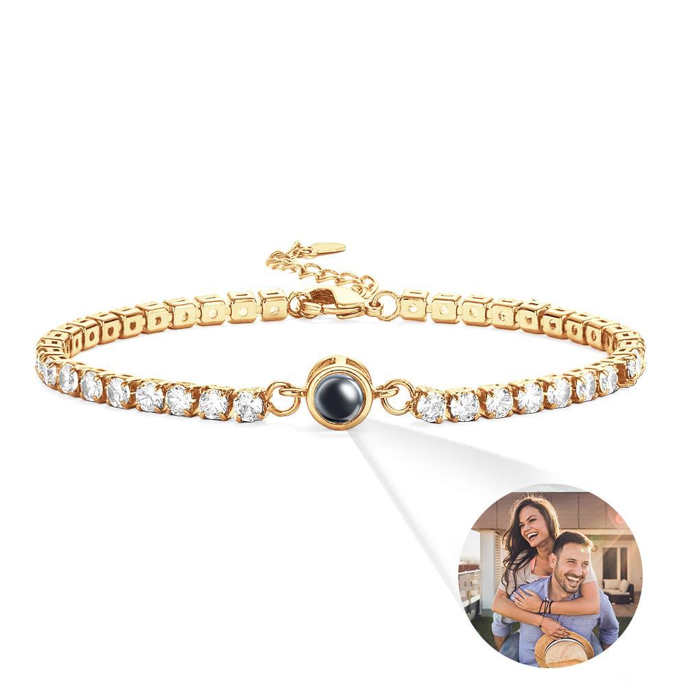 Custom Photo Projection Bracelet Tennis Bracelet Fashionable All Diamonds Bracelet Gifts For Her - mycustomtirecover