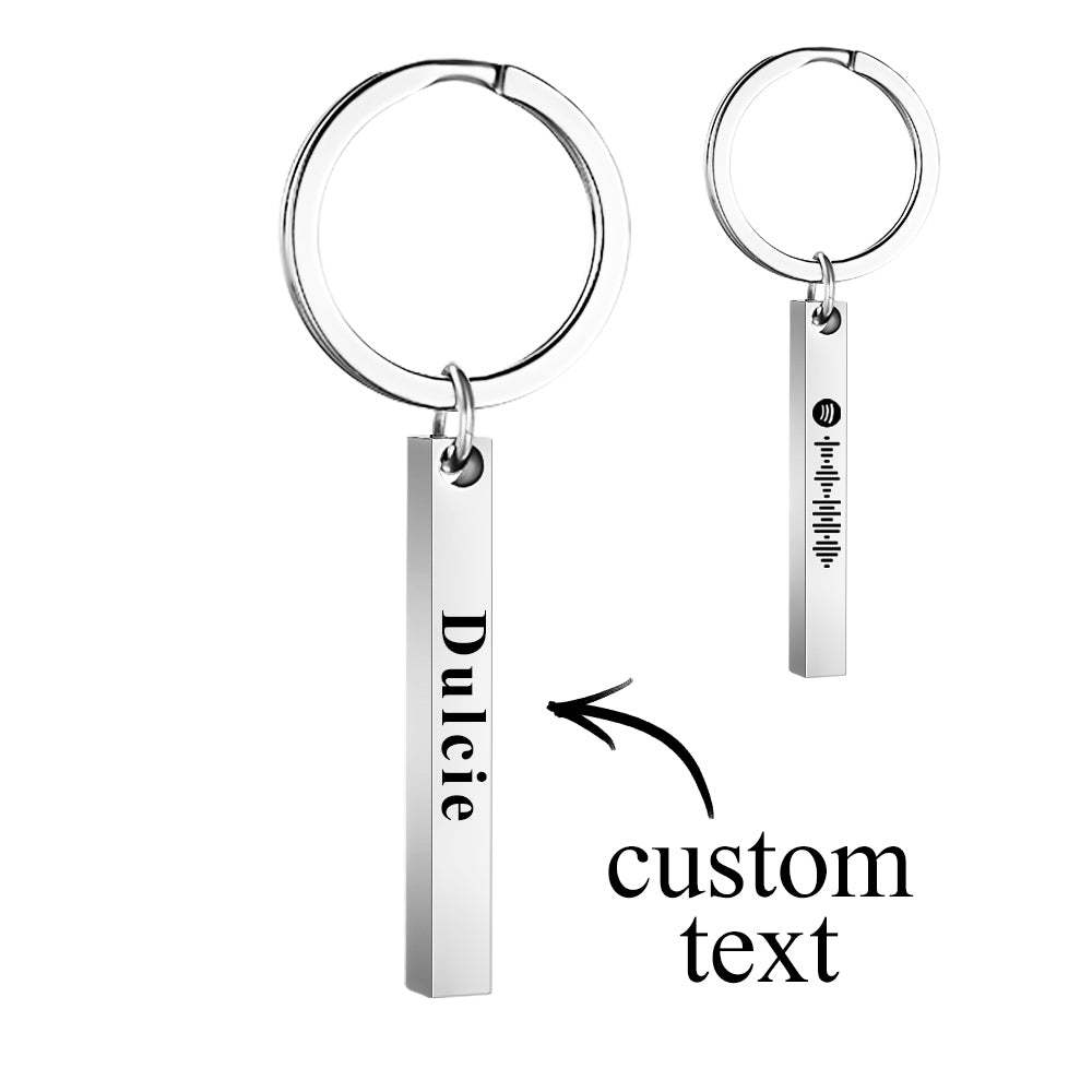 Scannable Spotify Code Keychain Custom 3D Engraved Vertical Bar Keychain Stainless Steel - mycustomtirecover